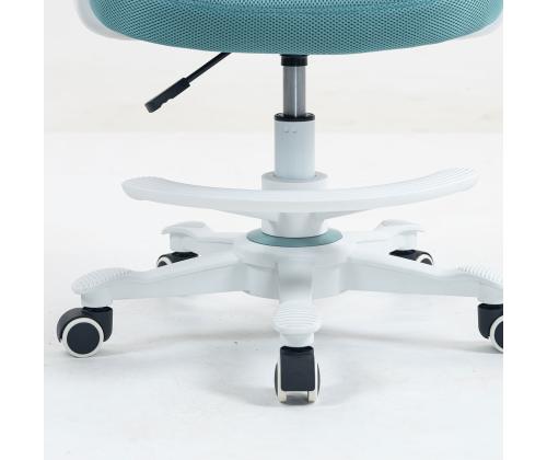 Lasten työpajatuoli EMMY jalkatuella 59x57xH87-99cm, turkoosi sininen väri