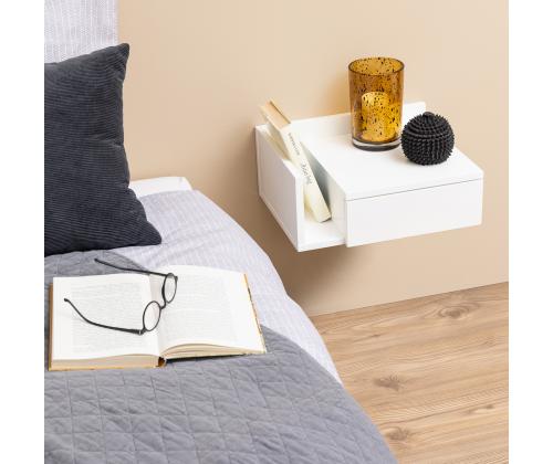 Yöpöytä ASHLAN 40x32xH16,5cm, valkoinen