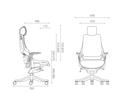 Tietokone/toimistotuoli WAU 70x70xH112-129cm, harmaa