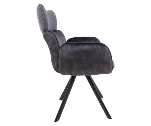 Tuoli EDDY käsinojilla 63x55xH89cm, tummanharmaa sametti