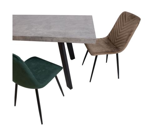 Ruokapöytä BRIGIT 159/198x84,5xH77cm, betoni, MDF, metallijalat
