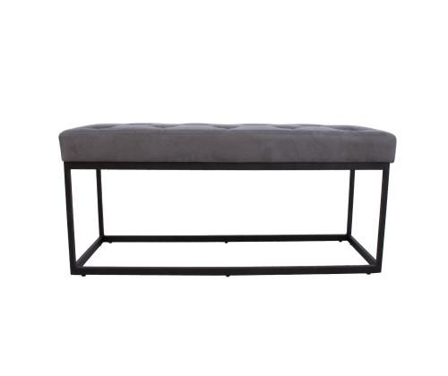 Penkki BRIGITE 100x35xH47cm, harmaa, metalli, polyesterikangas