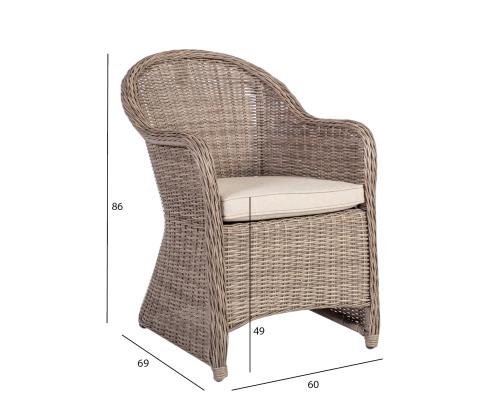 Tuoli TOSCANA beeþ, 60x69xH86cm, alumiini, polyesterikangas