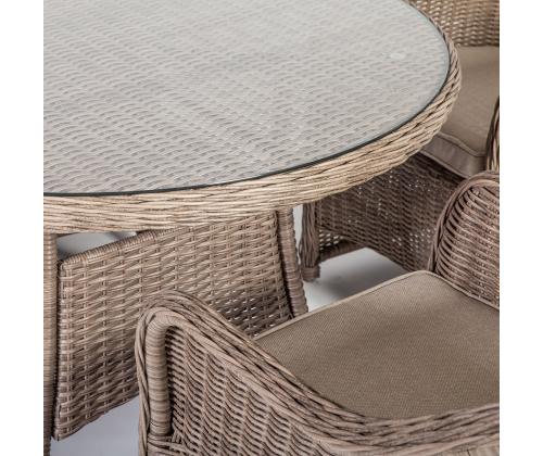 Pöytä TOSCANA D110xH73cm, beige, alumiini, muovipunos, lasi