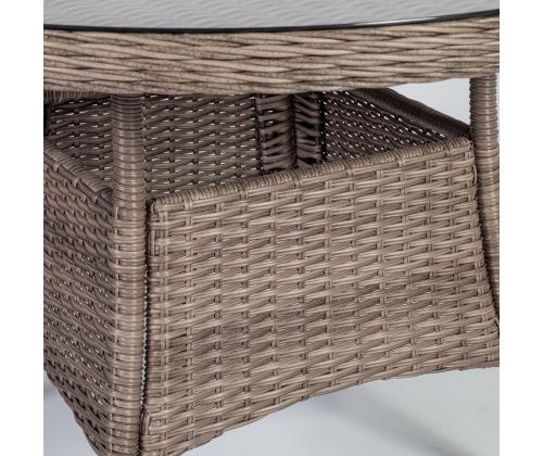 Pöytä TOSCANA D110xH73cm, beige, alumiini, muovipunos, lasi