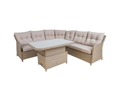 Puutarhakalusteet PACIFIC pöytä ja kulmasohva