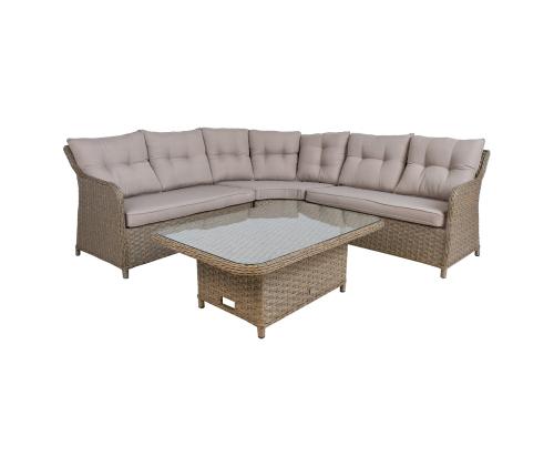 Puutarhakalusteet PACIFIC pöytä ja kulmasohva