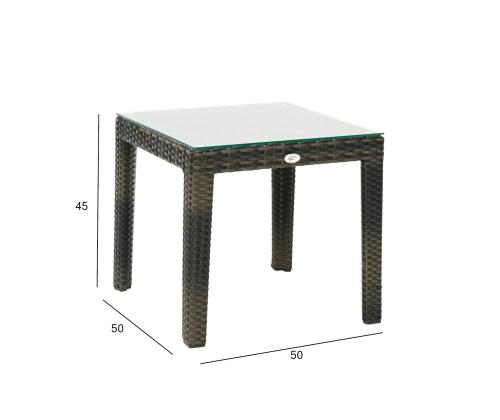 Sivupöytä WICKER 50x50xH45cm, tummanruskea, alumiini, muovipunos