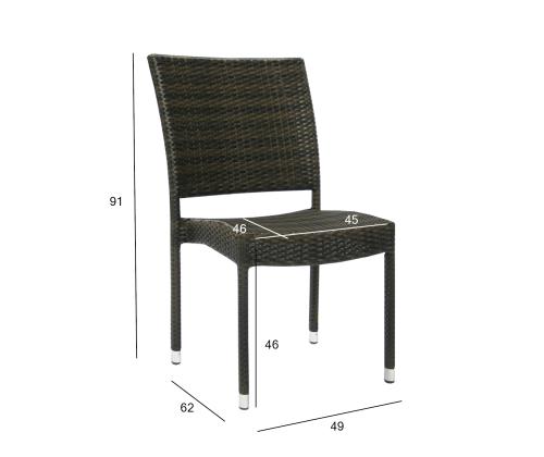 Tuoli WICKER-3 49x62xH91cm, tummanruskea, alumiini, muovipunos