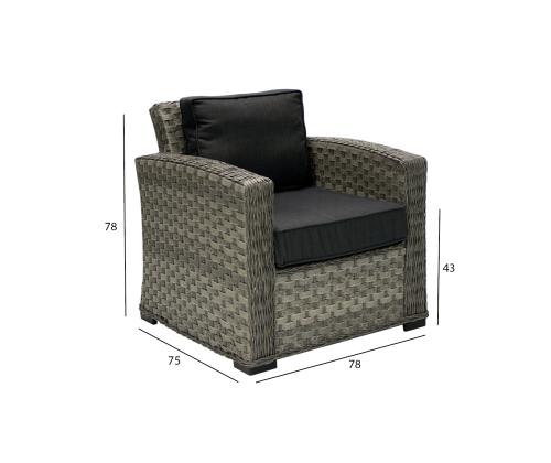 Nojatuoli GENEVA harmaa 75x78xH78cm, harmaa