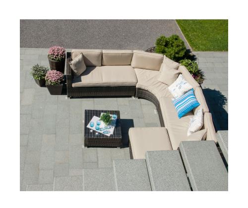 Puutarhakalusteet setti DAWSON pöytä, kulmasohva ja rahi