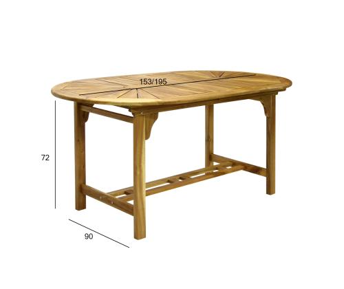 Pöytä FINLAY 153/195x90xH72cm, akaasia