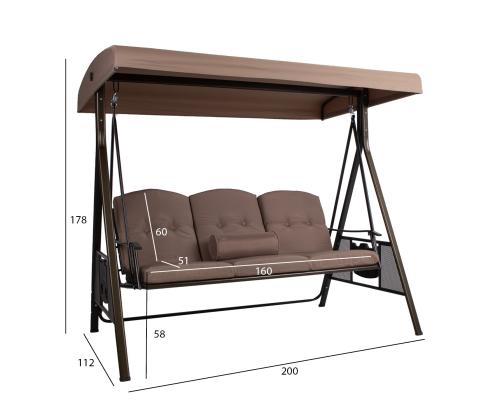 Keinu FRANCO 3-paikkainen, ruskea