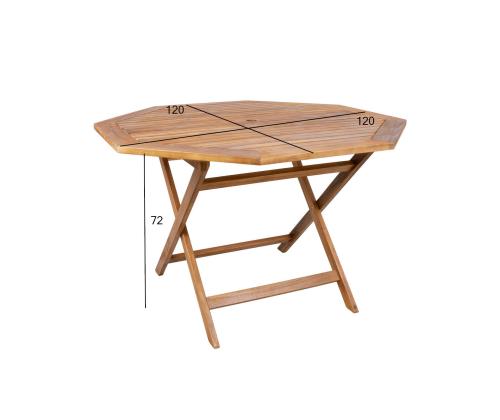 Pöytä FINLAY 120x120xH72cm, 8-kulmainen, akaasia