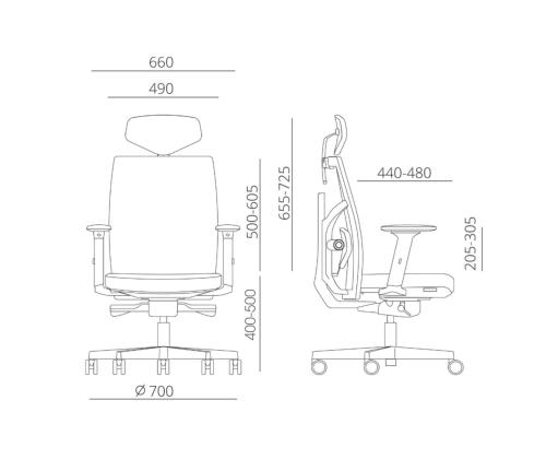 Tietokonetuoli/työtuoli TUNE 70x70xH111-128cm, musta nahka