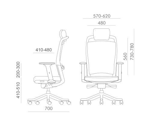 Työtuoli FULKRUM 70x70xH114-129cm, musta