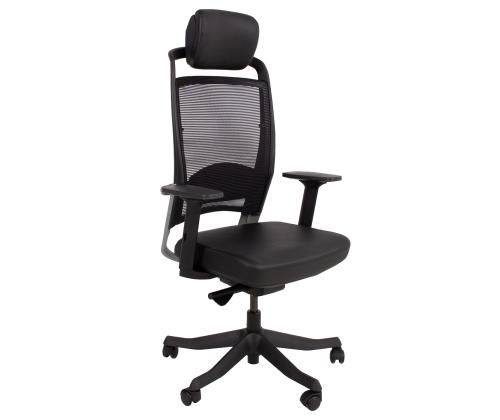 Tietokonetuoli/työtuoli FULKRUM 70x70xH114-129cm, musta nahka