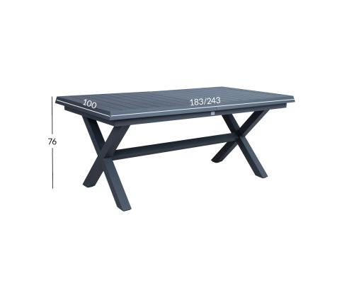 Pöytä COLUMBUS 183/243x100xH76, tummanharmaa