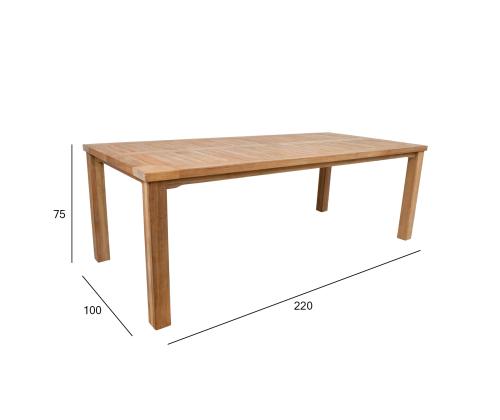 Pöytä BALI 220x100xH75cm, tiikki