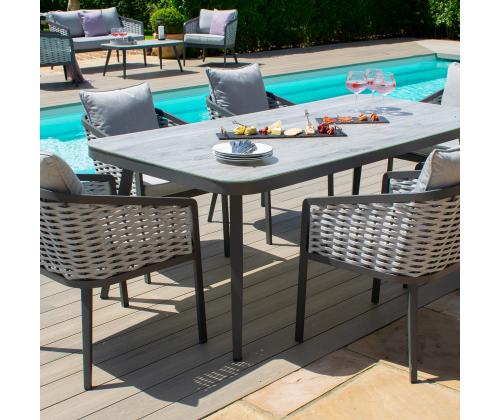 Pöytä MARIE 180x90xH74cm, harmaa, alumiini, lasi