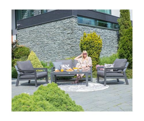 Puutarhakalusteet TOMSON pöytä, sohva ja 2 tuolia, harmaa