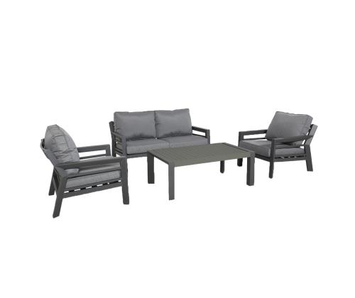 Puutarhakalusteet TOMSON pöytä, sohva ja 2 tuolia, harmaa