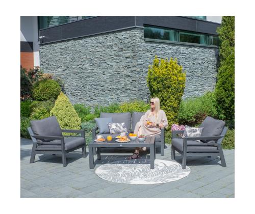 Puutarhakalusteet TOMSON pöytä, sohva ja 2 tuolia, harmaa