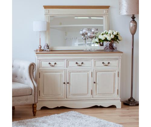 Peili SAMIRA 107x4,5x70cm, antiikki valkoinen/luonnollinen