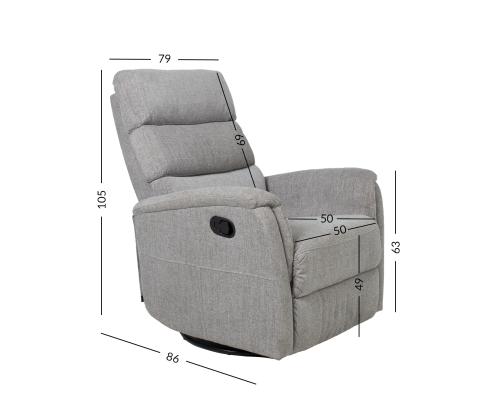 Nojatuoli BARCLAY manuaalinen lepotuoli, pyörivä ja keinuva, vaaleanharmaa