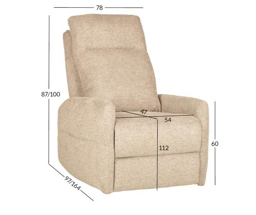 Nojatuoli KATY sähköinen lepotuoli hierontatoiminnolla 78x97xH100cm, beige