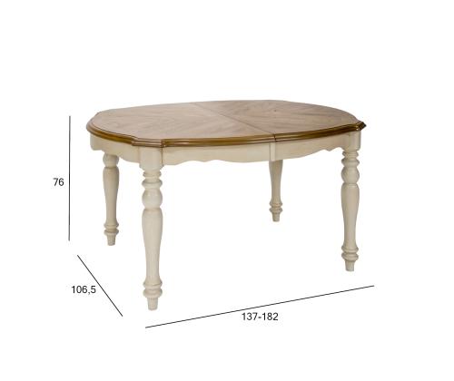 Ruokapöytä LILY 137/182x 106,5xK76cm, tammi