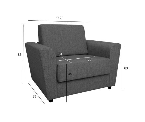 Nojatuolivuode VESPER 112x83xH86cm, tummanharmaa