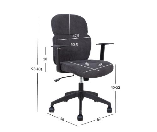 Työtuoli TIMEO 62x58xH93-101cm, musta