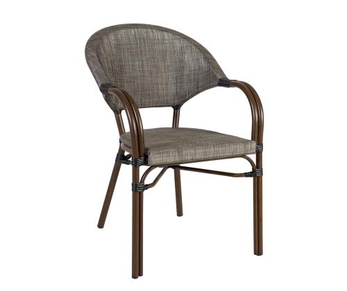 BAMBUS-tuoli käsinojilla 57x61xH84cm, vaaleanruskea, alumiini