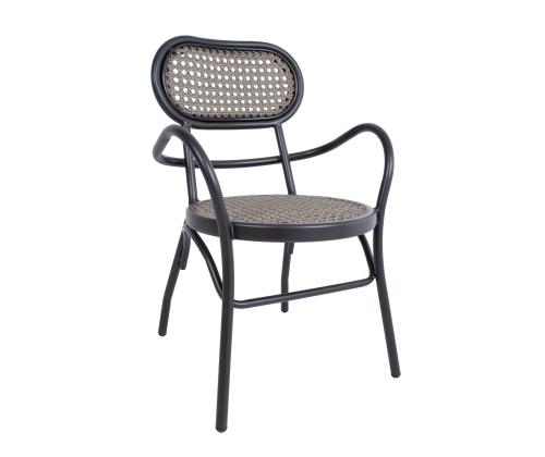 Tuoli BOLGHERI musta 56x62xH83cm, alumiinirunko, muovipunos