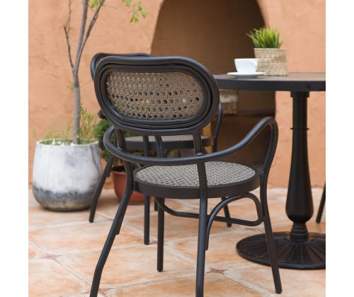 Tuoli BOLGHERI musta 56x62xH83cm, alumiinirunko, muovipunos