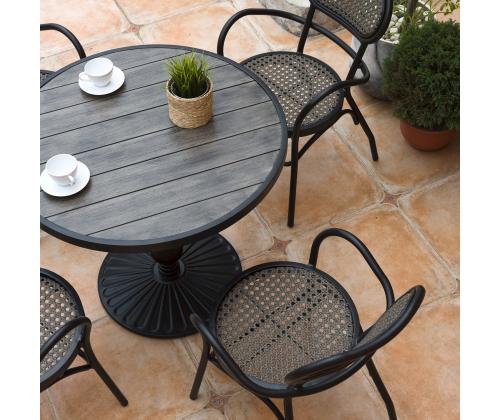 Tuoli BOLGHERI musta 56x62xH83cm, alumiinirunko, muovipunos