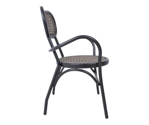 Tuoli BOLGHERI musta 56x62xH83cm, alumiinirunko, muovipunos