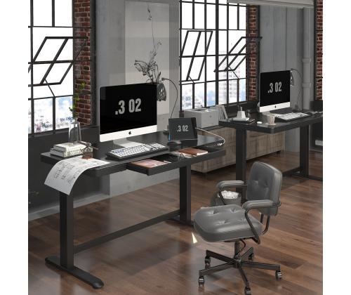 Säädettävä pöytä ERGO 1-moottori 120x60xH72-121cm, musta, melamiinilevy, teräs