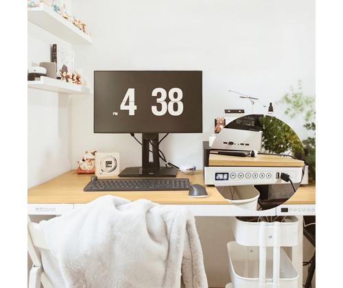 Säädettävä pöytä ERGO 1-moottori 120x60xK72-121cm, valkoinen/tammi