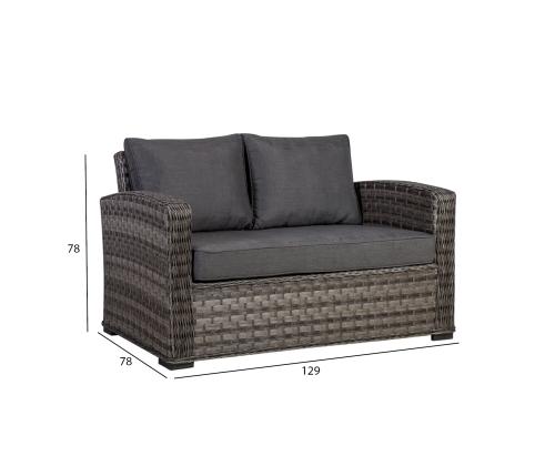 Sohva GENEVA 2-istuttava 129x78xH78cm, harmaa