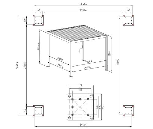 Katos MIRADOR 3x3xH2,5m, tummanharmaa