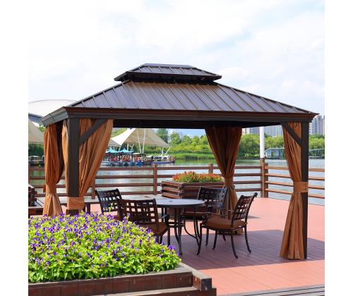 Katos SUNSET 3,65x4,85xH2/2,7m, ruskea/beige