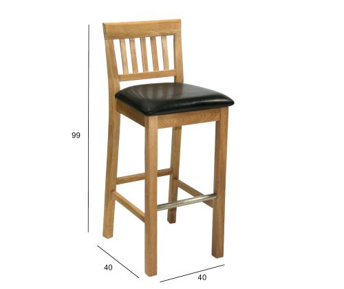 Baarijakkara LAURA 40x40xH99cm, istuin: keinonahka, väri: tummanruskea, puu: tammi, viimeistely: öljytty