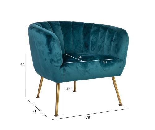 Nojatuoli TUCKER 78x71xH69cm merenvihreä, polyesterikangas, ruostumaton teräs