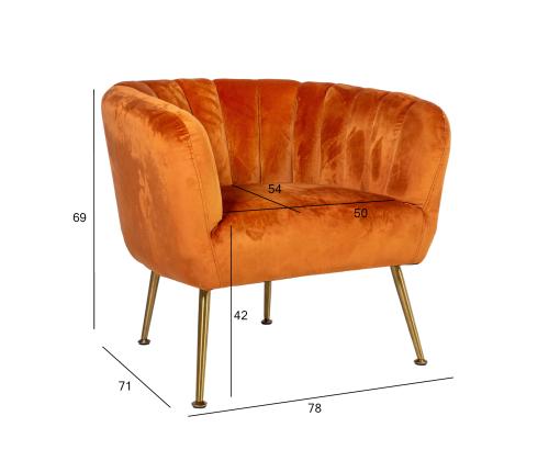 Nojatuoli TUCKER 78x71xH69cm okranpunainen, polyesterikangas, ruostumaton teräs