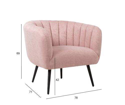 Nojatuoli TUCKER 78x71xH69cm pinkki, polyesterikangas, metalli