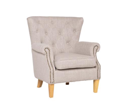 Nojatuoli HOLMES beeþ, 78x80xH86cm, 57,7% polyesteri, 25,7% viskoosi, 16,6% pellavakangas, puu