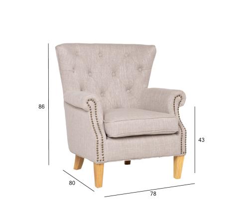 Nojatuoli HOLMES beeþ, 78x80xH86cm, 57,7% polyesteri, 25,7% viskoosi, 16,6% pellavakangas, puu