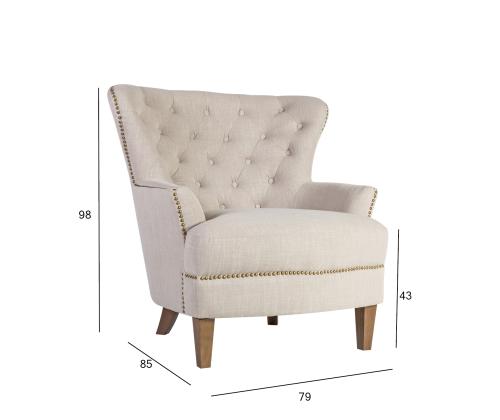 Nojatuoli HOLMES 79x85xH98cm mehiläinen, 57,7% polyesteri, 25,7% viskoosi, 16,6% pellavakangas, puu